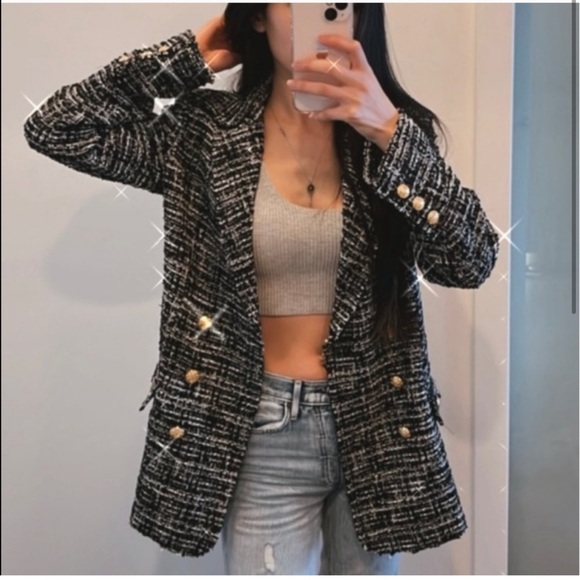 Zara Jackets & Blazers - ZARA Double Breasted Textured Weave Coat